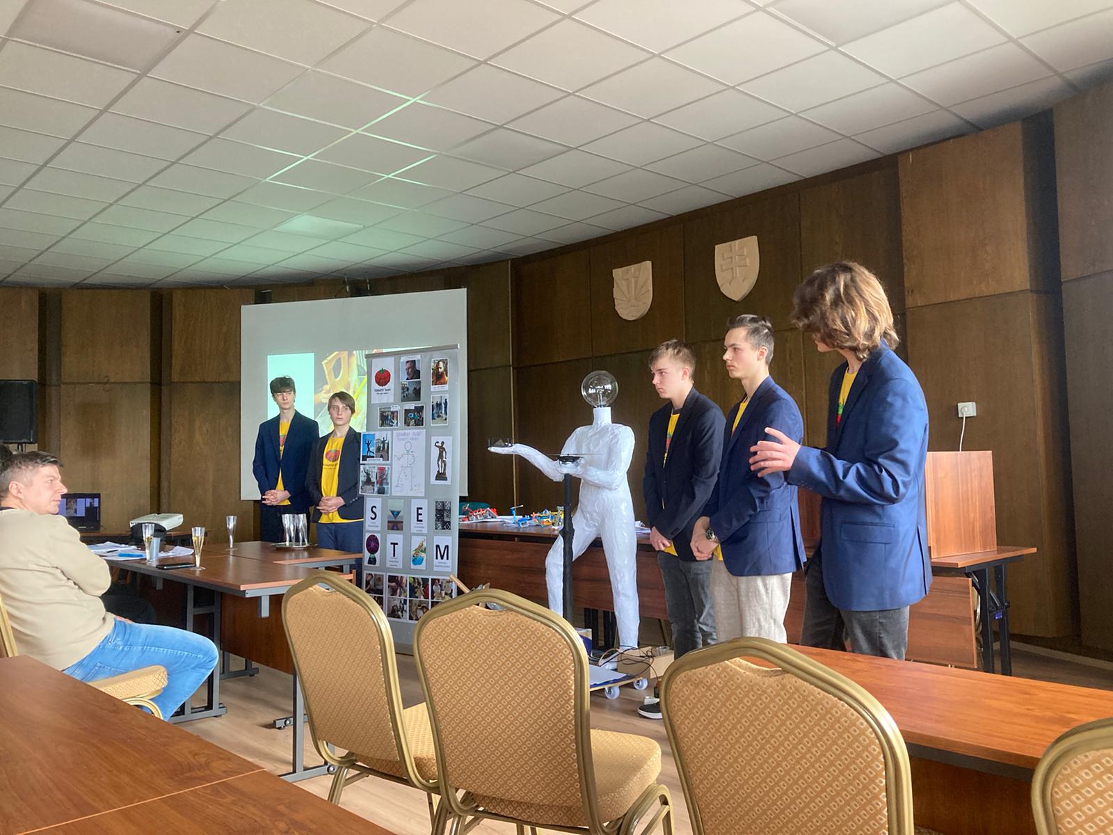 Us presenting our project to the judges